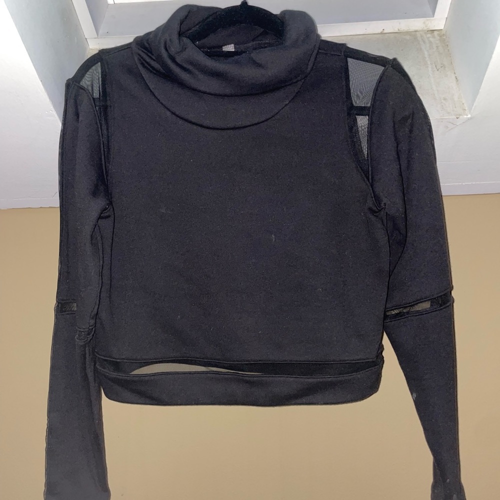Alo Yoga Cropped Black Mesh Sweatshirt Size Small